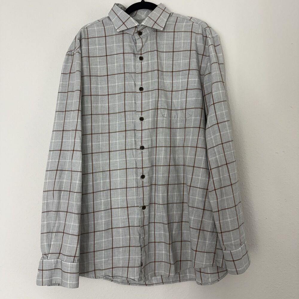 Johnnie-O Shirt Mens Large Blue Plaid Top Shelf Button Front Long Sleeve Casual